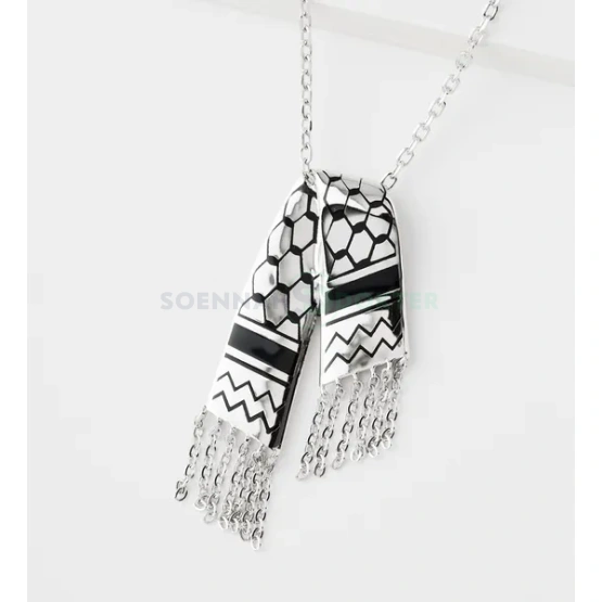 Palestina Ketting Keffiyeh - Zilver